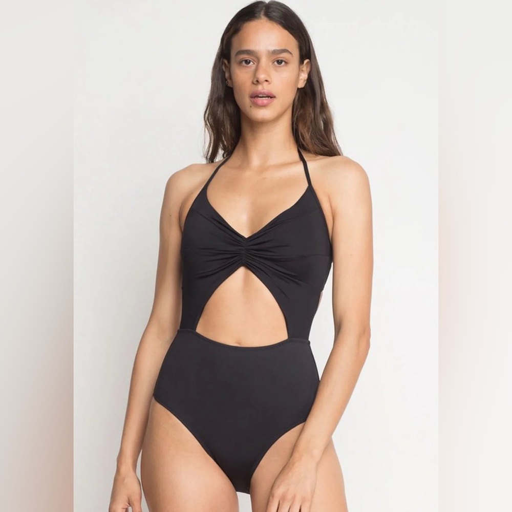 KORE Swim Flora Maillot Onyx Black Cutout One Piece Swimsuit Size Medium